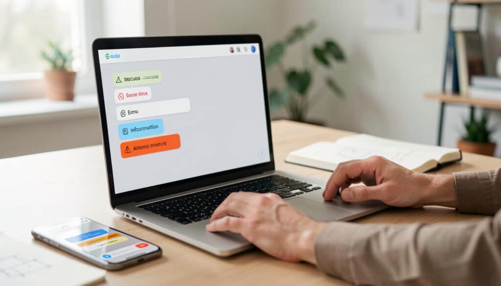 Message toast en UI : usages, variantes et accessibilité